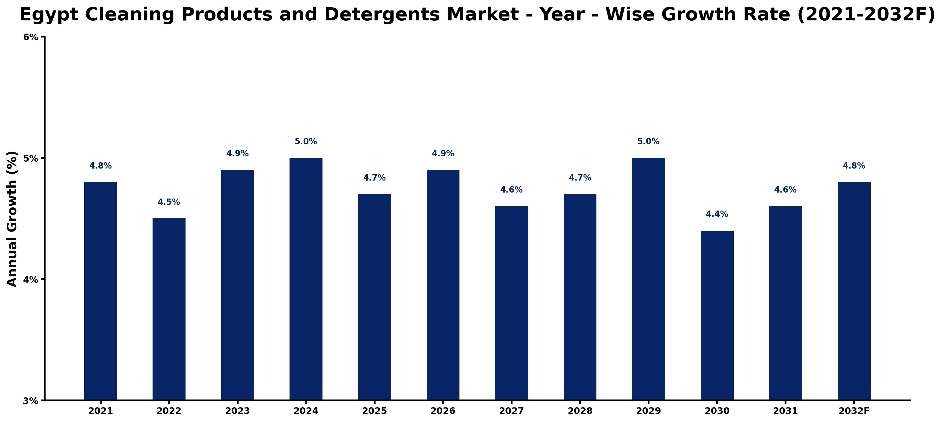 Egypt Cleaning Products and Detergents Market Year-wise Growth Rate and Key Drivers