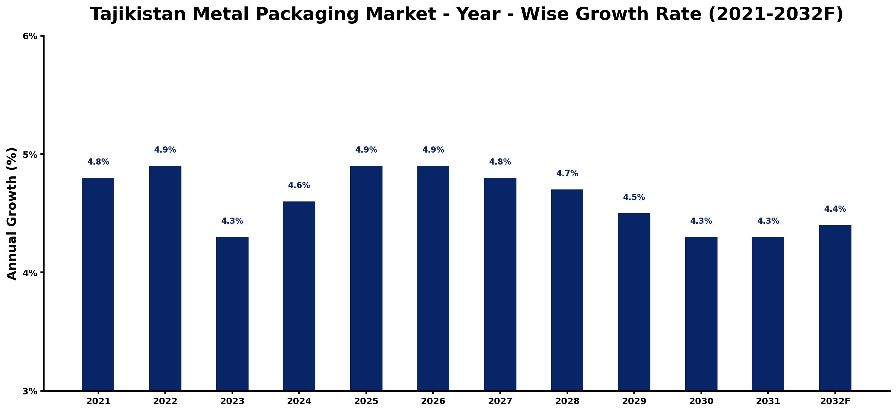 Tajikistan Metal Packaging Market Year-wise Growth Rate and Key Drivers