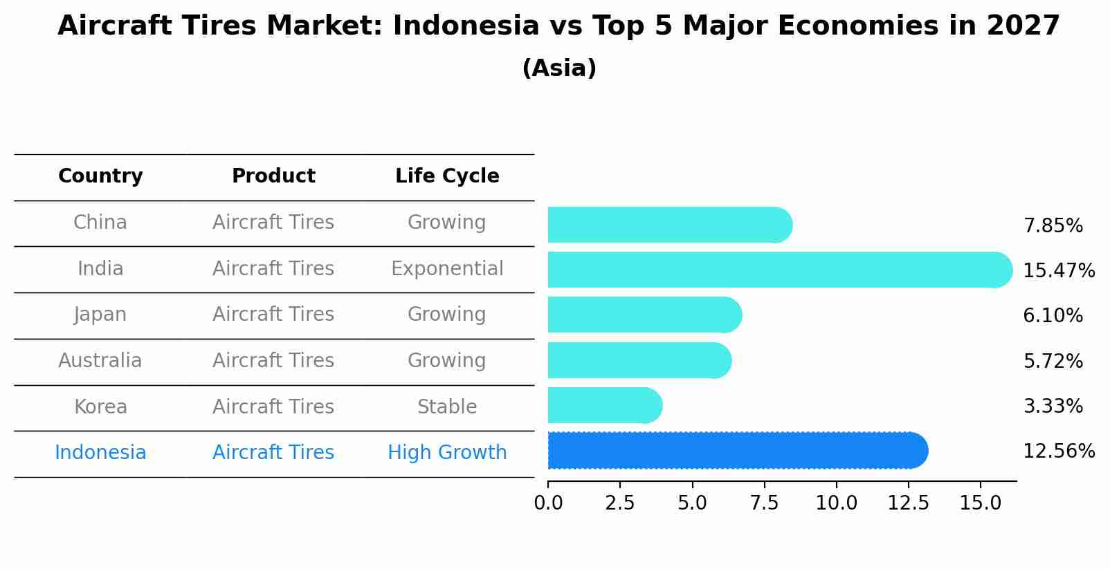 Aircraft Tires Market: Indonesia vs Top 5 Major Economies in 2027 (Asia)