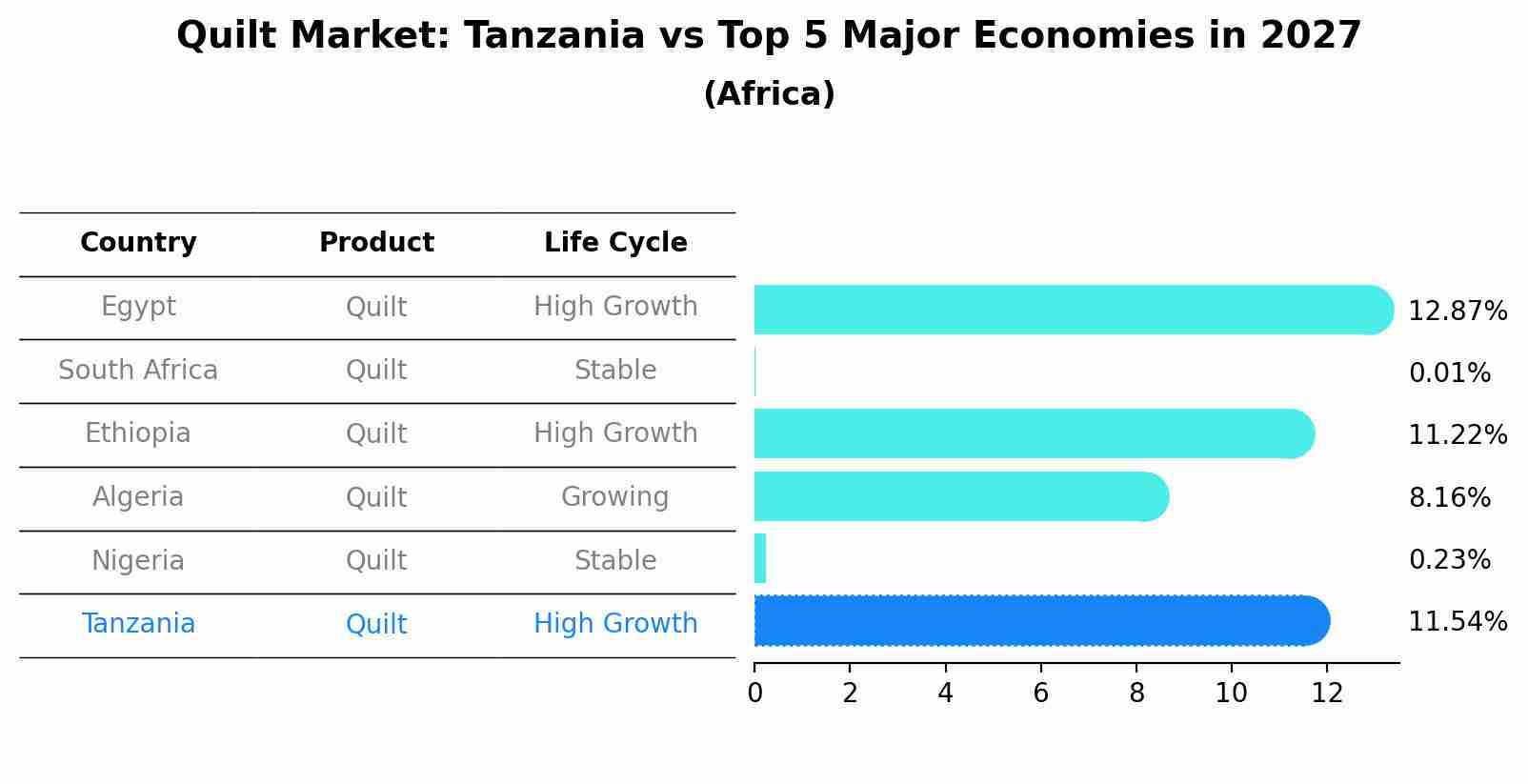 Quilt Market: Tanzania vs Top 5 Major Economies in 2027 (Africa)