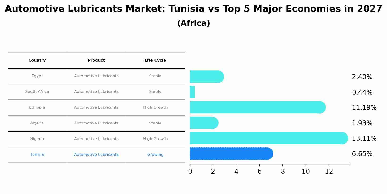 Automotive Lubricants Market: Tunisia vs Top 5 Major Economies in 2027 (Africa)