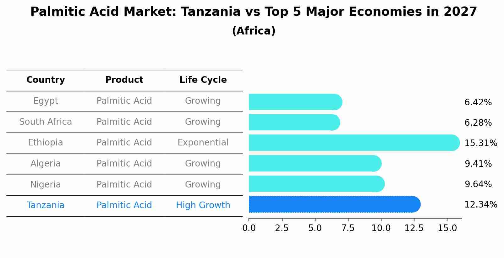Palmitic Acid Market: Tanzania vs Top 5 Major Economies in 2027 (Africa)