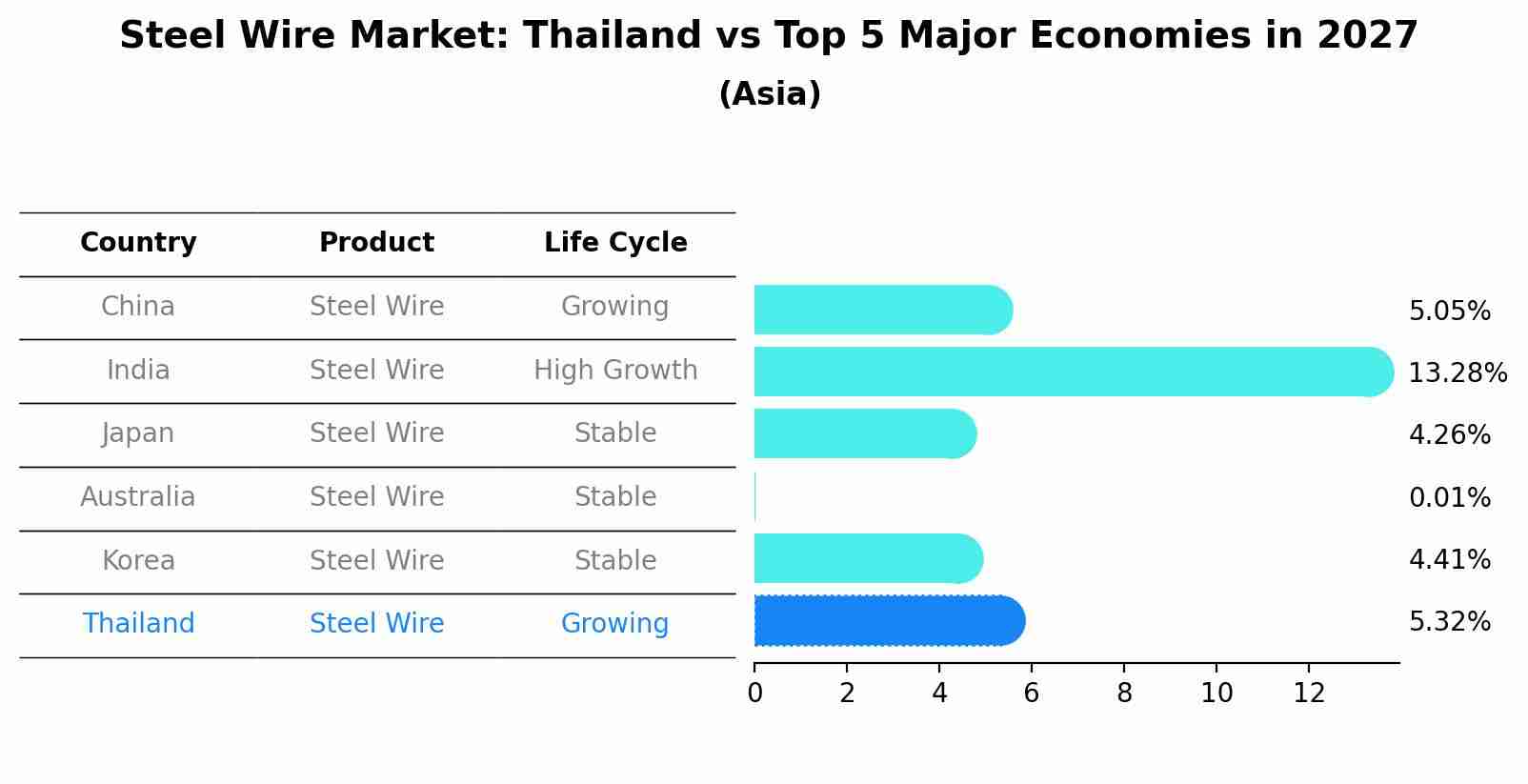 Steel Wire Market: Thailand vs Top 5 Major Economies in 2027 (Asia)