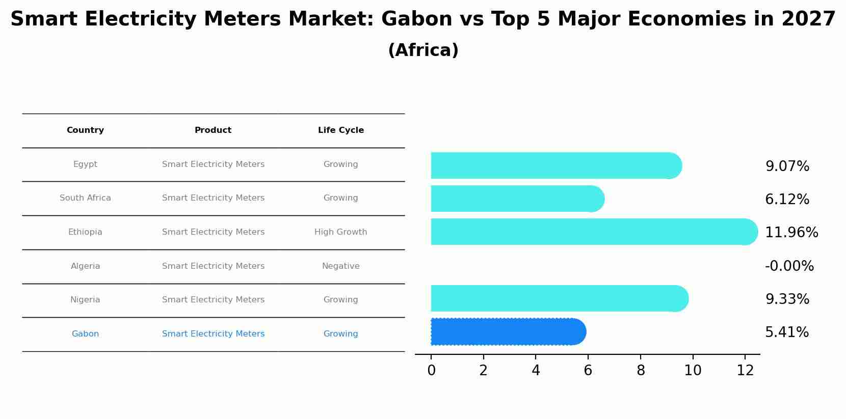Smart Electricity Meters Market: Gabon vs Top 5 Major Economies in 2027 (Africa)