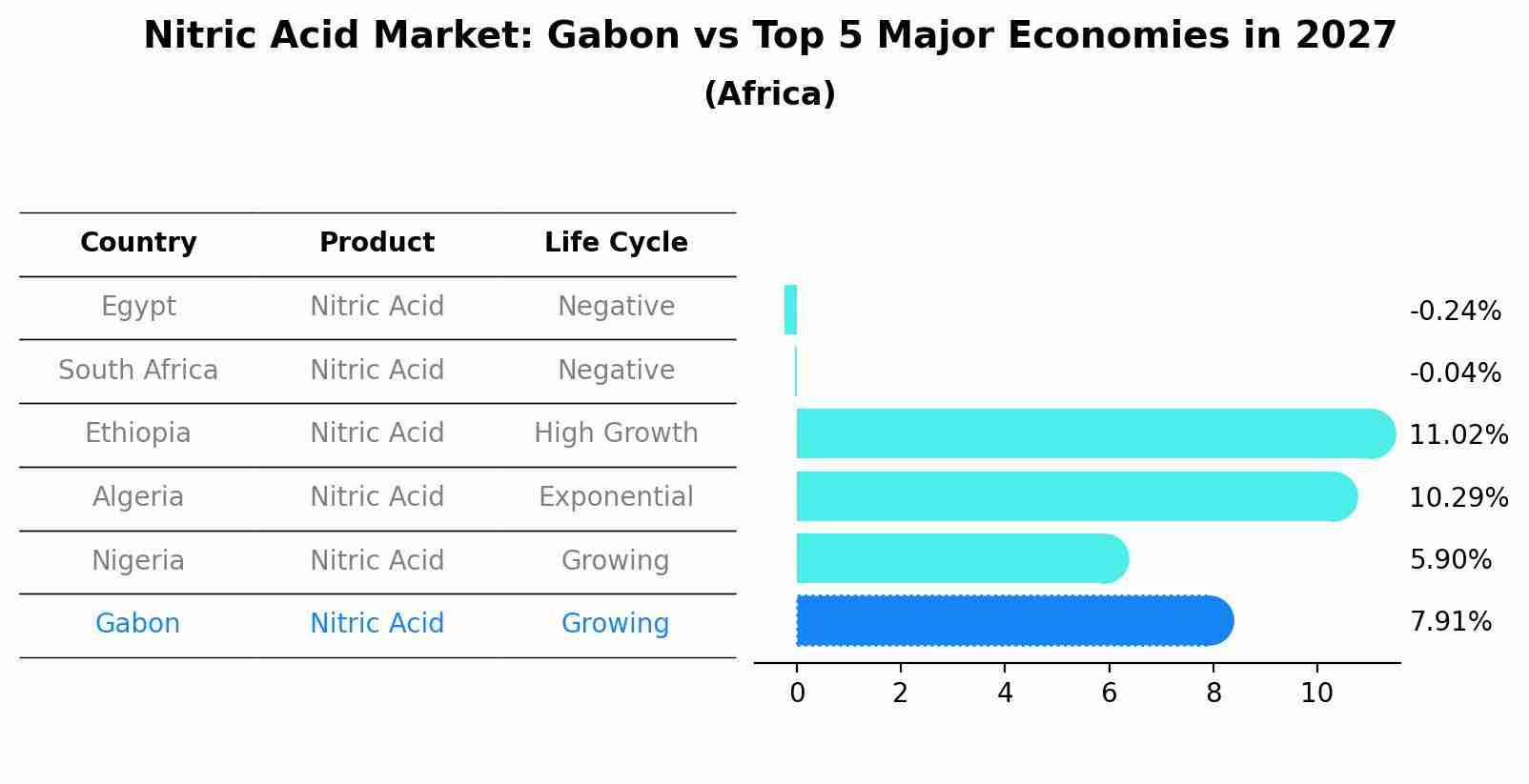 Nitric Acid Market: Gabon vs Top 5 Major Economies in 2027 (Africa)