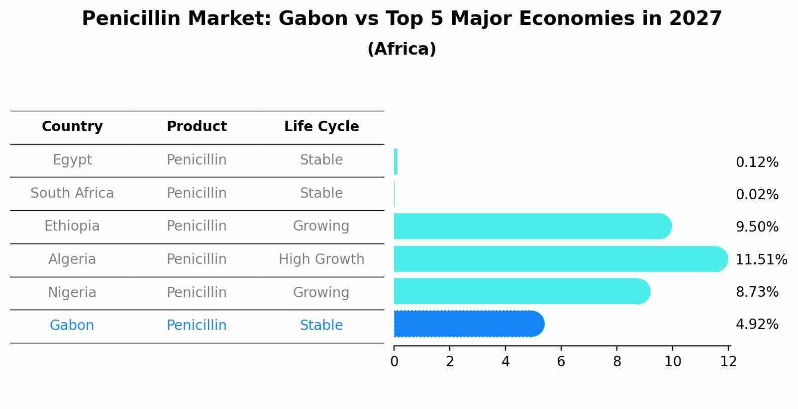 Penicillin Market: Gabon vs Top 5 Major Economies in 2027 (Africa)