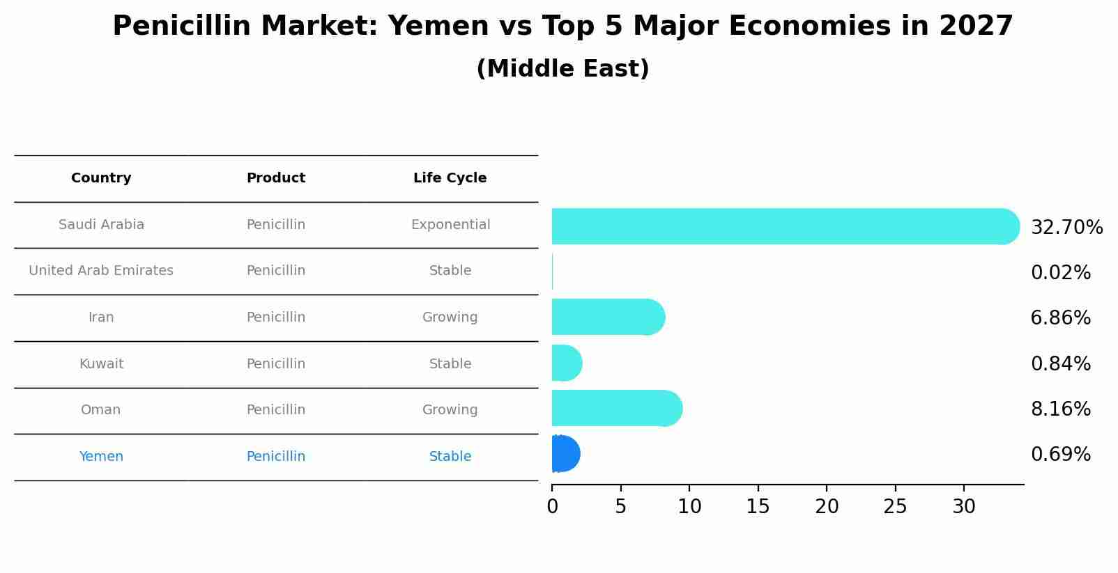 Penicillin Market: Yemen vs Top 5 Major Economies in 2027 (Middle East)