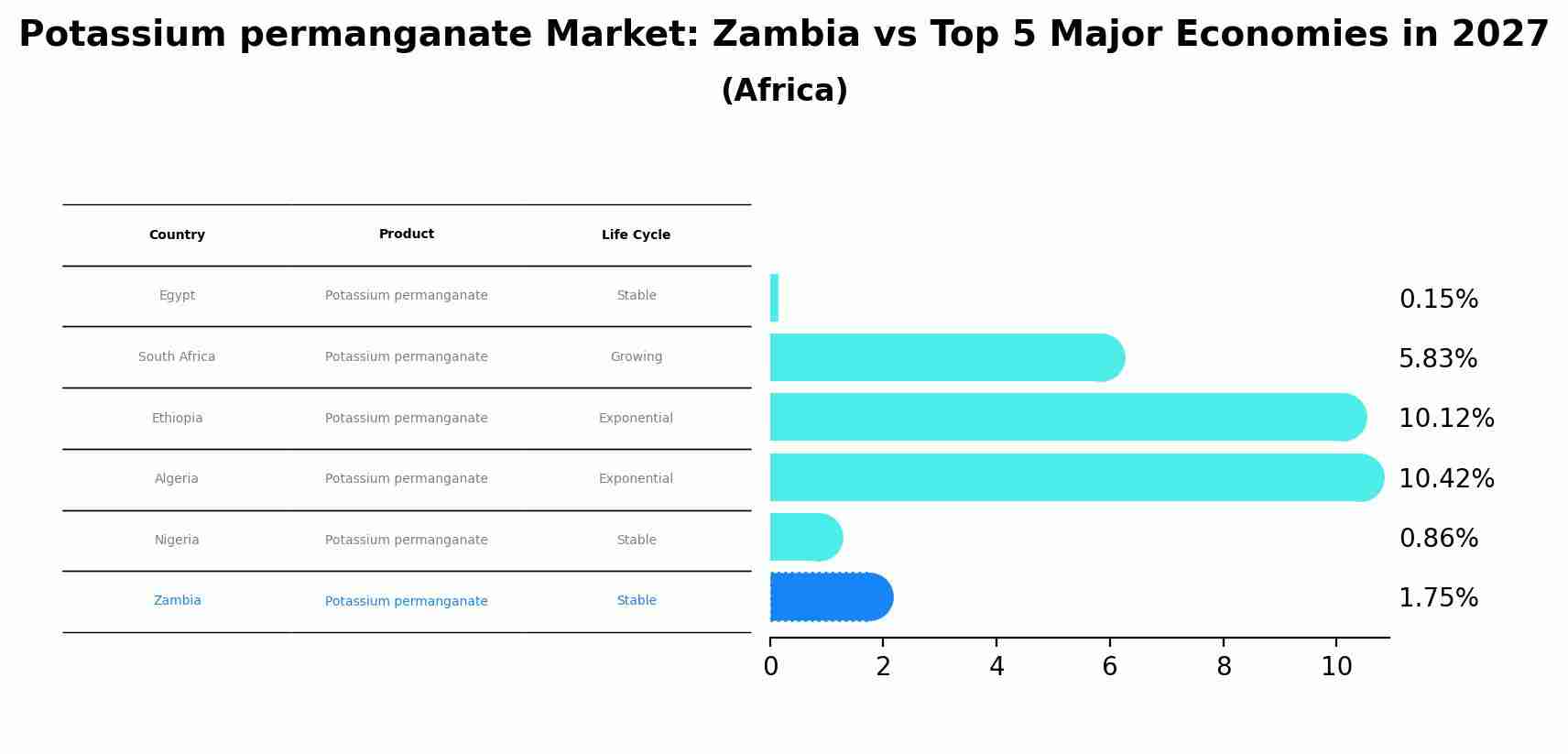 Potassium permanganate Market: Zambia vs Top 5 Major Economies in 2027 (Africa)