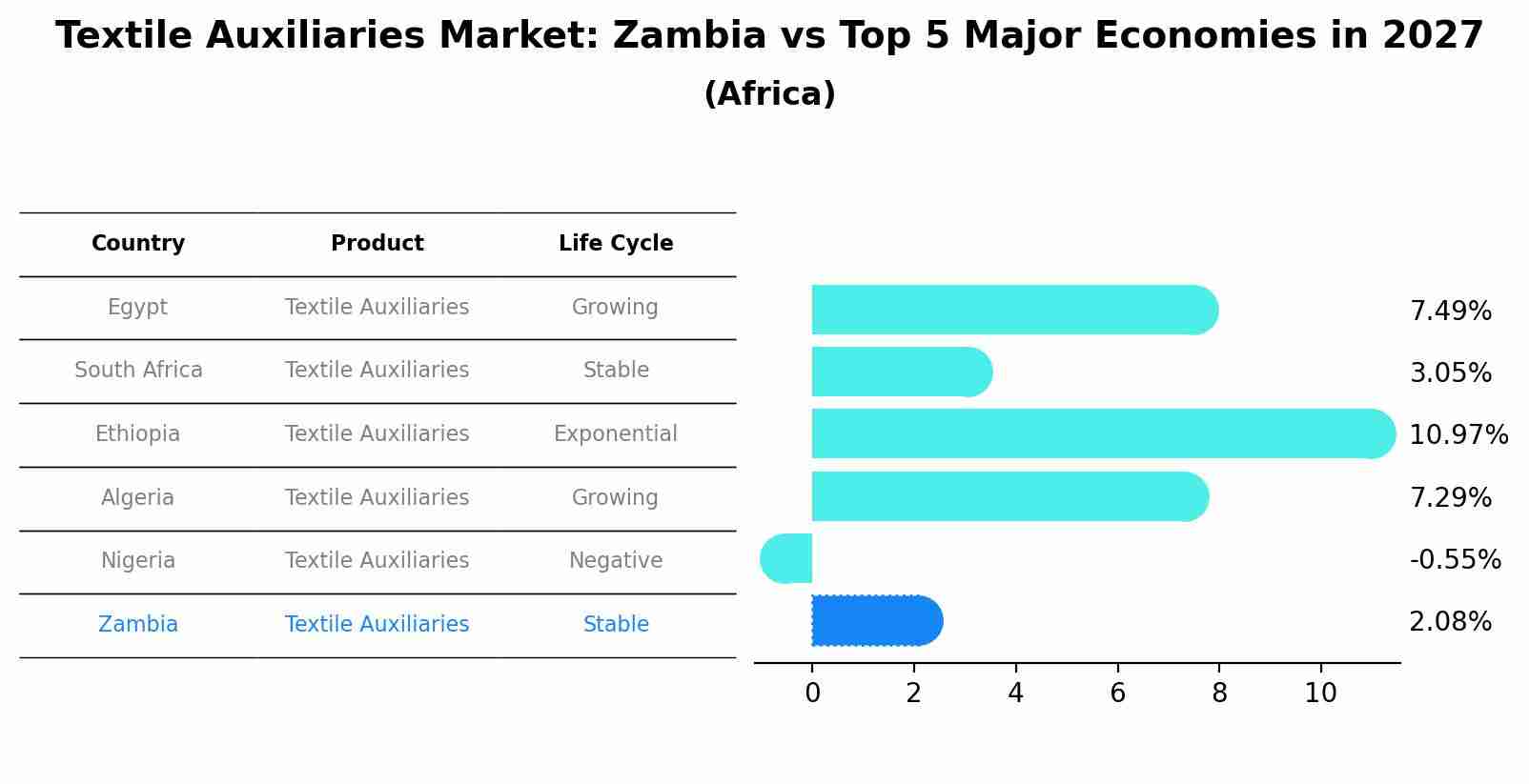 Textile Auxiliaries Market: Zambia vs Top 5 Major Economies in 2027 (Africa)