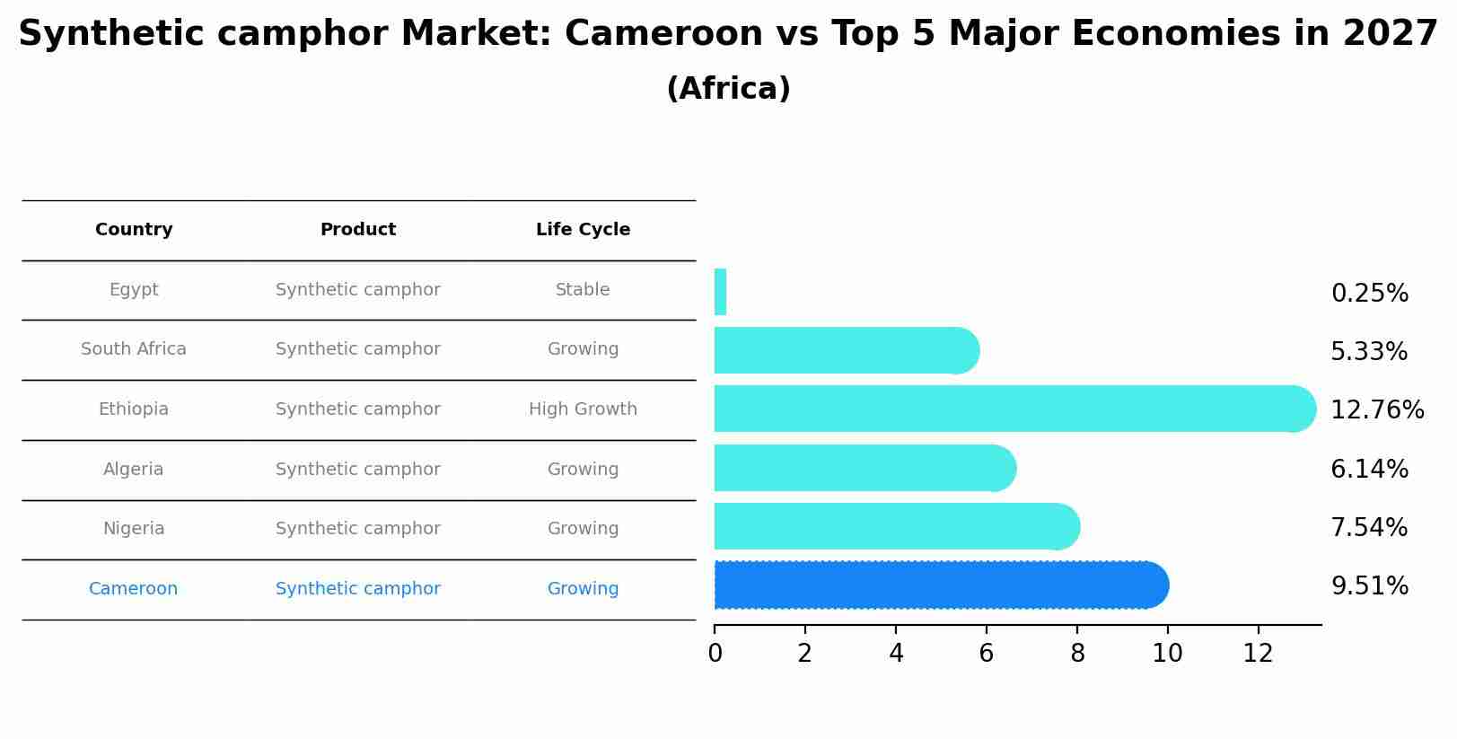 Synthetic camphor Market: Cameroon vs Top 5 Major Economies in 2027 (Africa)
