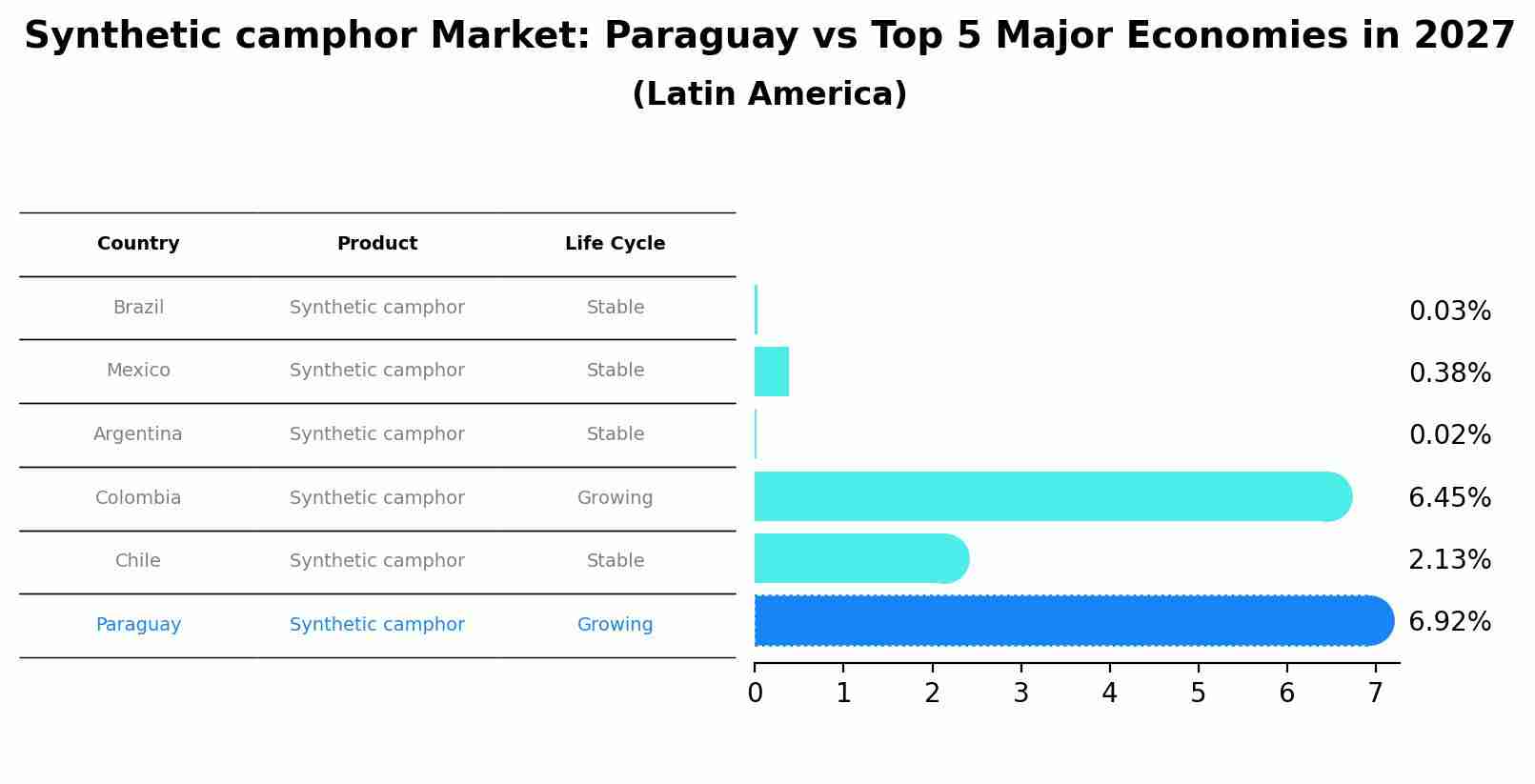 Synthetic camphor Market: Paraguay vs Top 5 Major Economies in 2027 (Latin America)