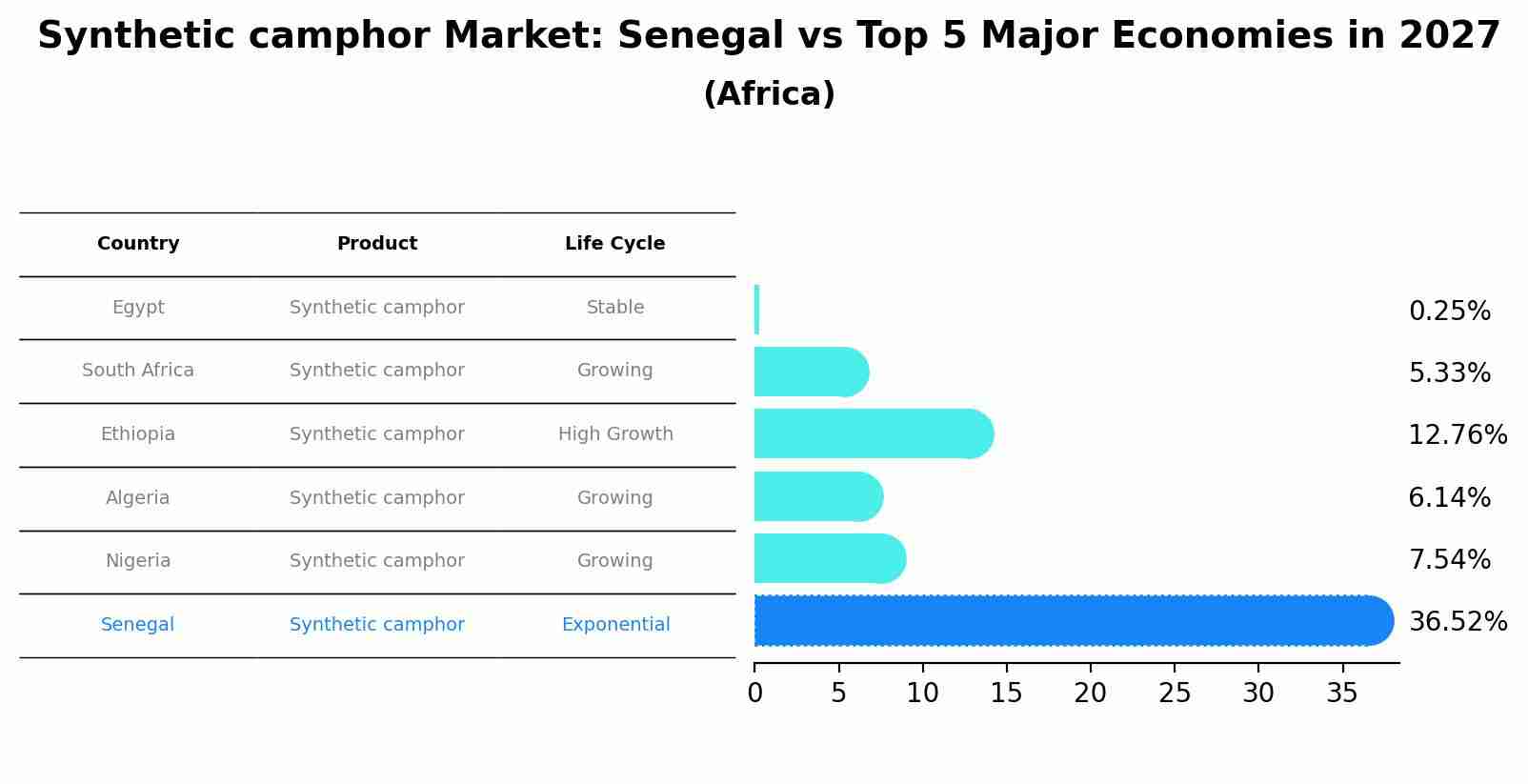 Synthetic camphor Market: Senegal vs Top 5 Major Economies in 2027 (Africa)