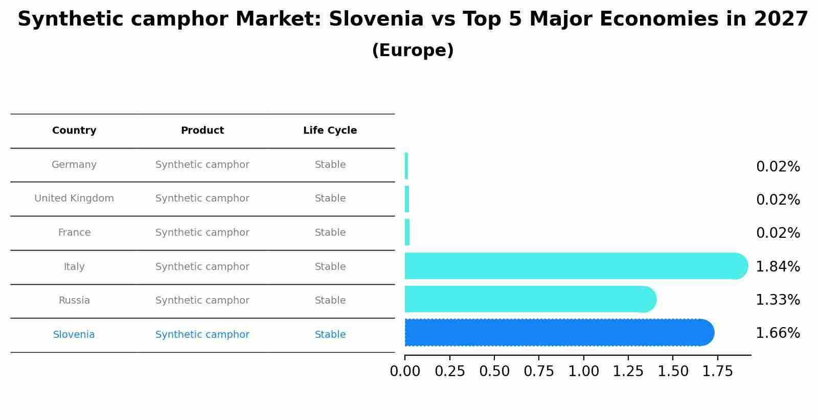 Synthetic camphor Market: Slovenia vs Top 5 Major Economies in 2027 (Europe)
