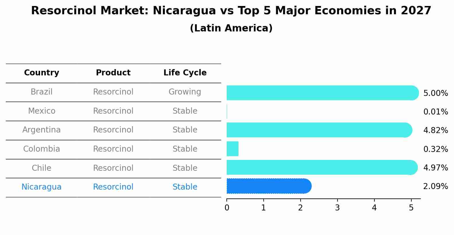Resorcinol Market: Nicaragua vs Top 5 Major Economies in 2027 (Latin America)