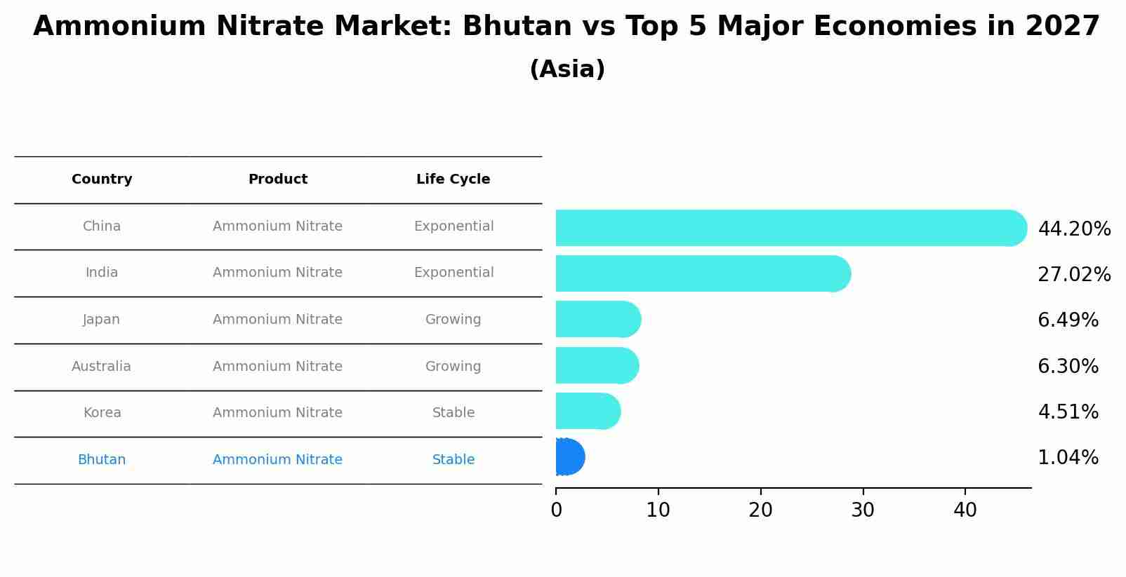 Ammonium Nitrate Market: Bhutan vs Top 5 Major Economies in 2027 (Asia)