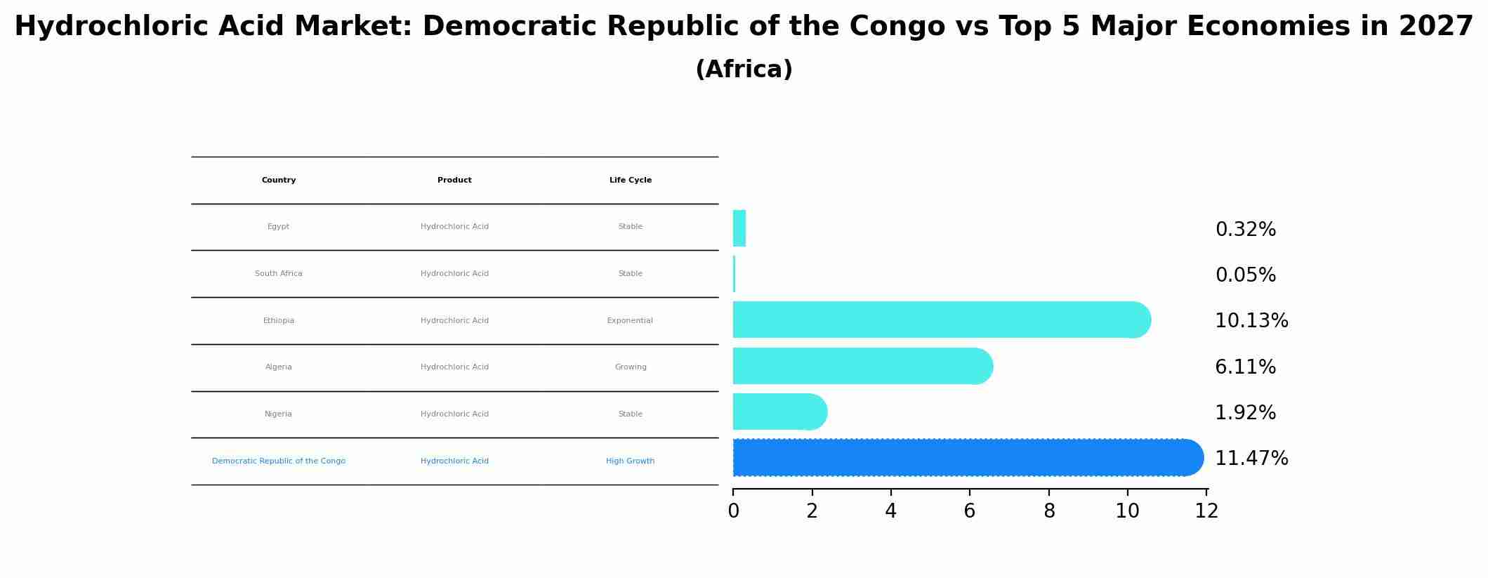 Hydrochloric Acid Market: Democratic Republic of the Congo vs Top 5 Major Economies in 2027 (Africa)