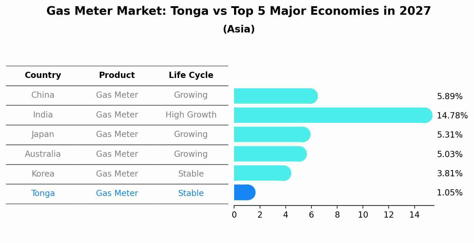 Gas Meter Market: Tonga vs Top 5 Major Economies in 2027 (Asia)