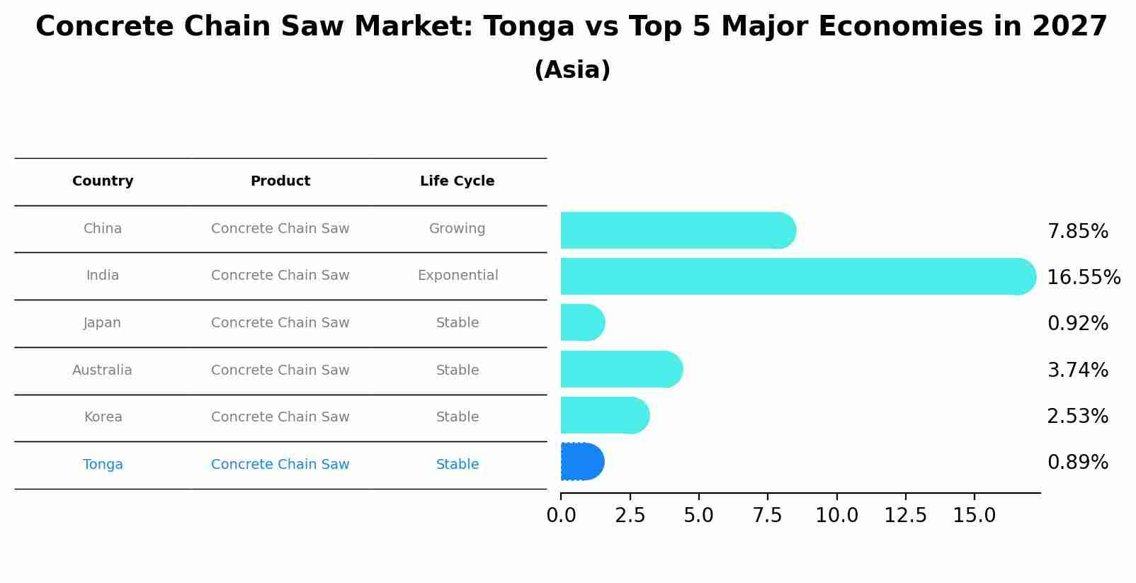 Concrete Chain Saw Market: Tonga vs Top 5 Major Economies in 2027 (Asia)