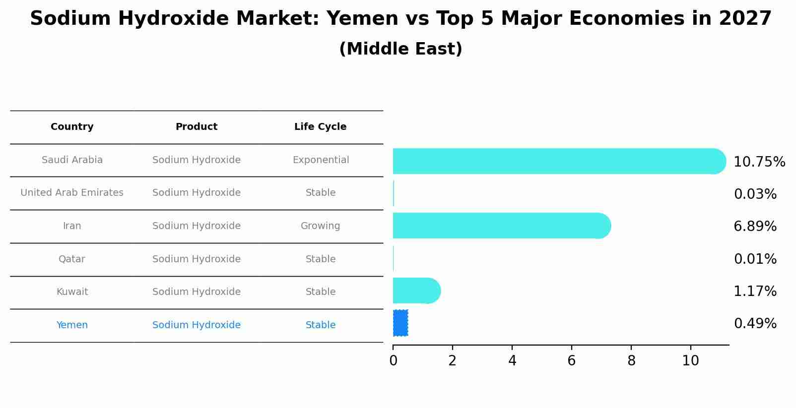Sodium Hydroxide Market: Yemen vs Top 5 Major Economies in 2027 (Middle East)