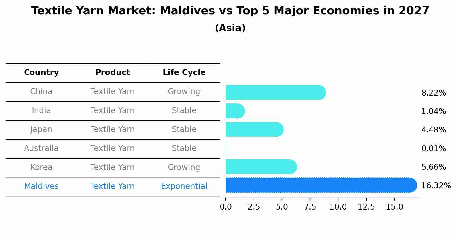 Textile Yarn Market: Maldives vs Top 5 Major Economies in 2027 (Asia)