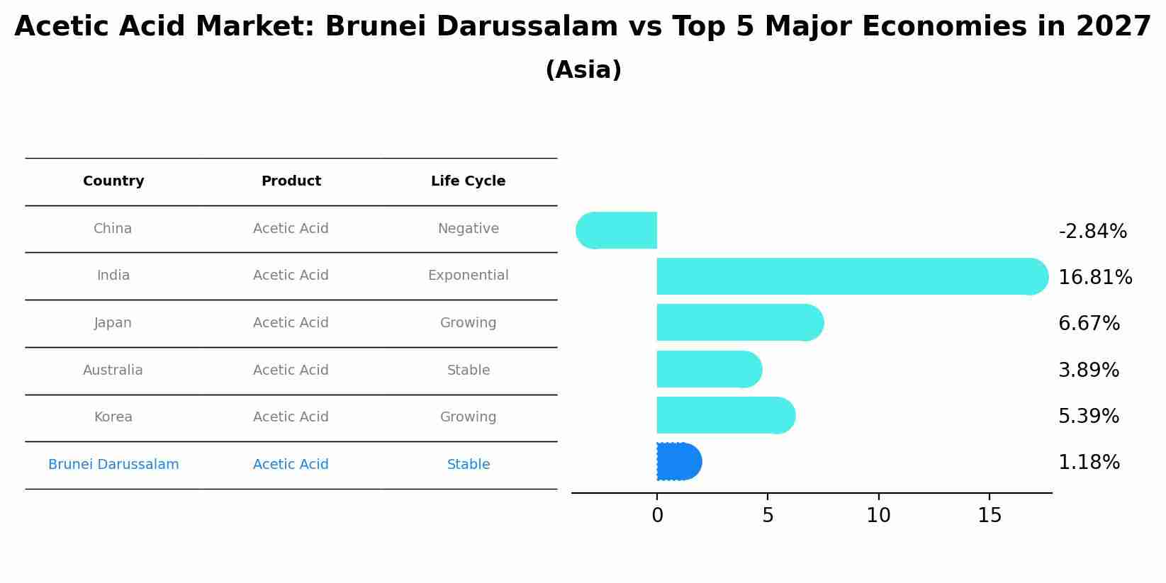 Acetic Acid Market: Brunei Darussalam vs Top 5 Major Economies in 2027 (Asia)