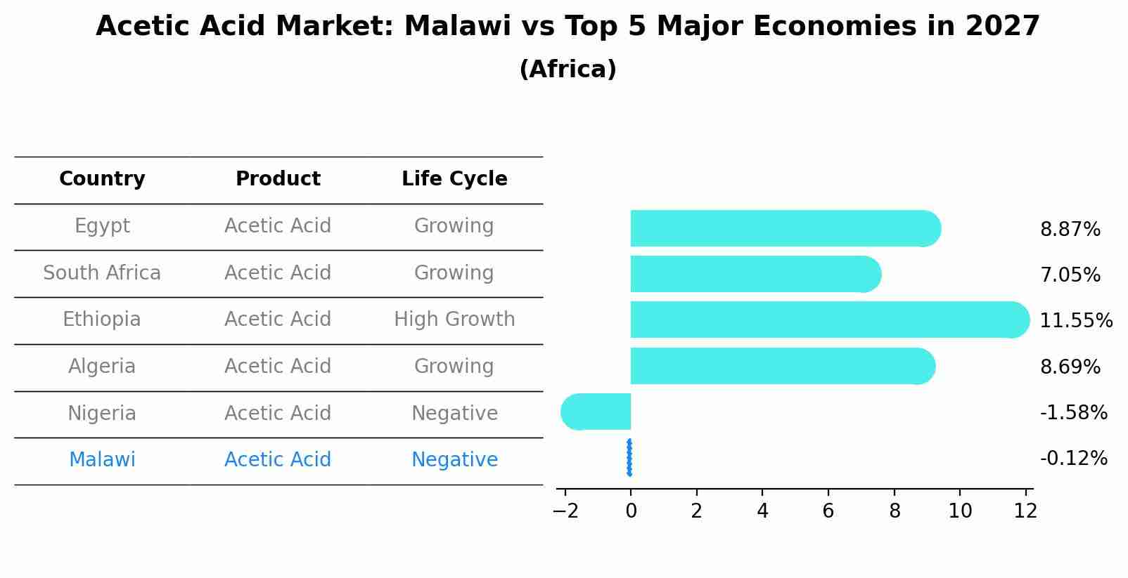 Acetic Acid Market: Malawi vs Top 5 Major Economies in 2027 (Africa)