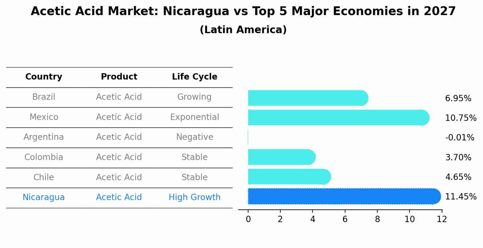 Acetic Acid Market: Nicaragua vs Top 5 Major Economies in 2027 (Latin America)