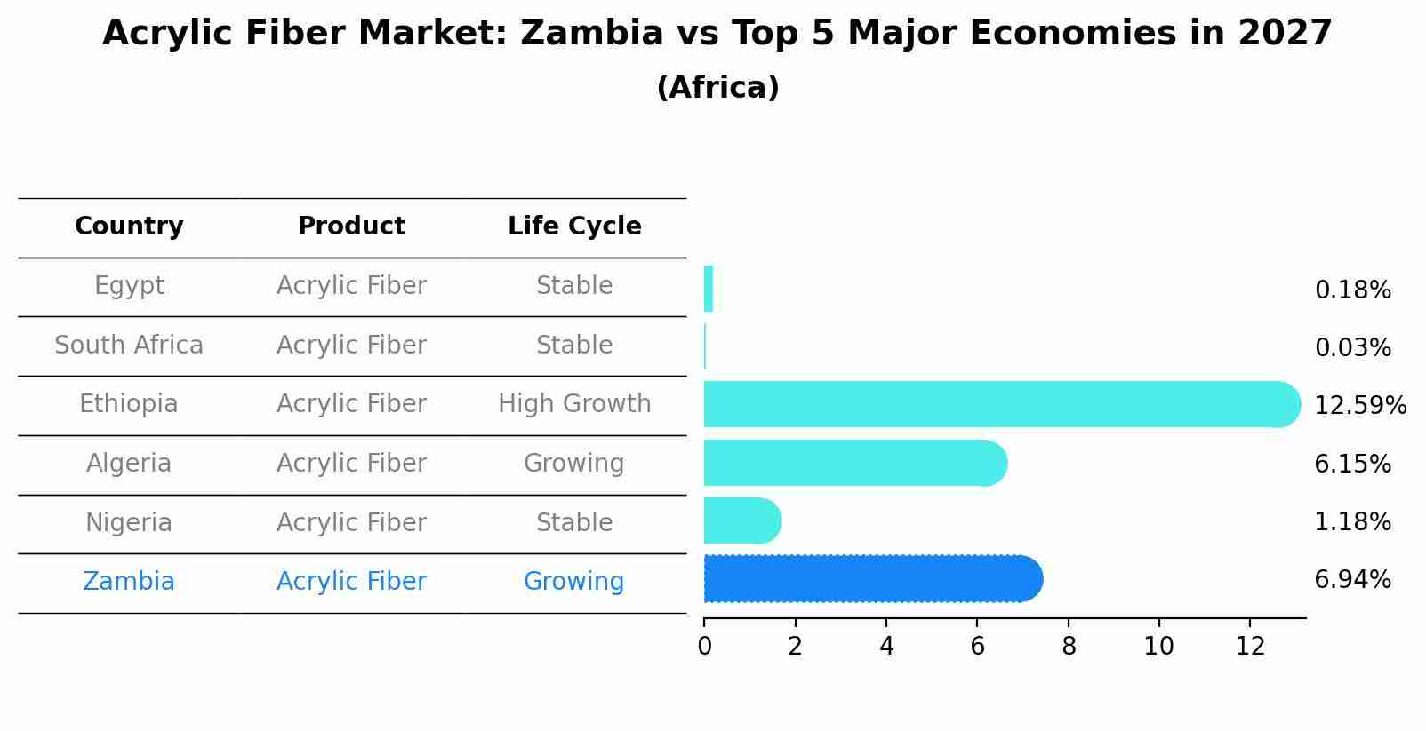 Acrylic Fiber Market: Zambia vs Top 5 Major Economies in 2027 (Africa)