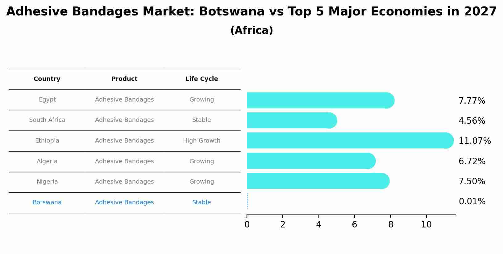Adhesive Bandages Market: Botswana vs Top 5 Major Economies in 2027 (Africa)