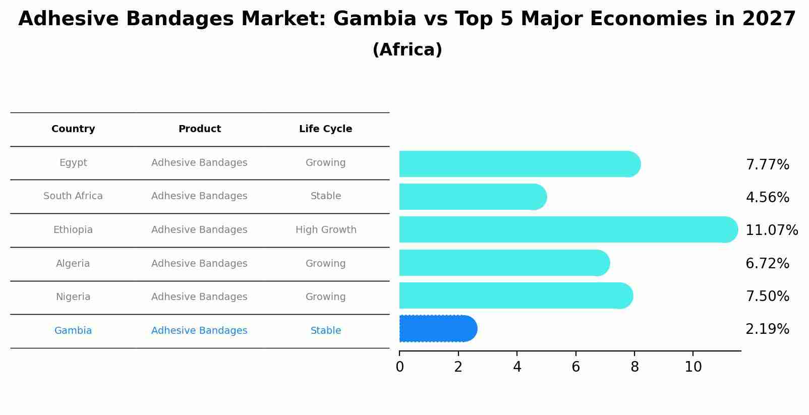 Adhesive Bandages Market: Gambia vs Top 5 Major Economies in 2027 (Africa)