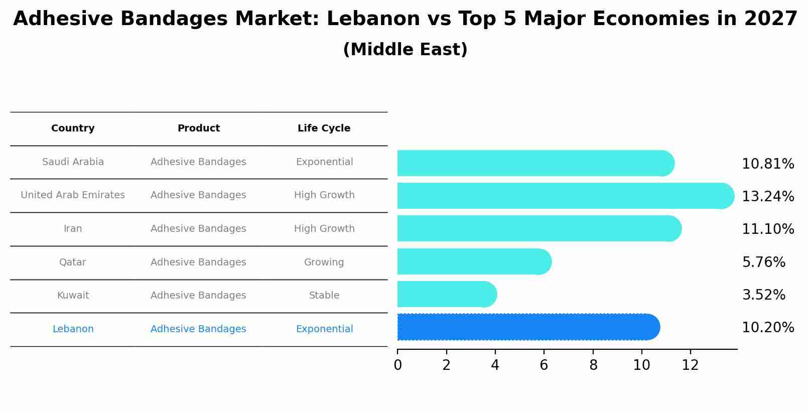 Adhesive Bandages Market: Lebanon vs Top 5 Major Economies in 2027 (Middle East)