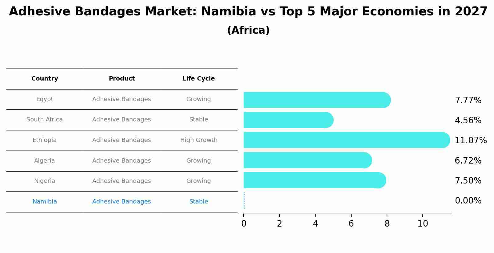 Adhesive Bandages Market: Namibia vs Top 5 Major Economies in 2027 (Africa)