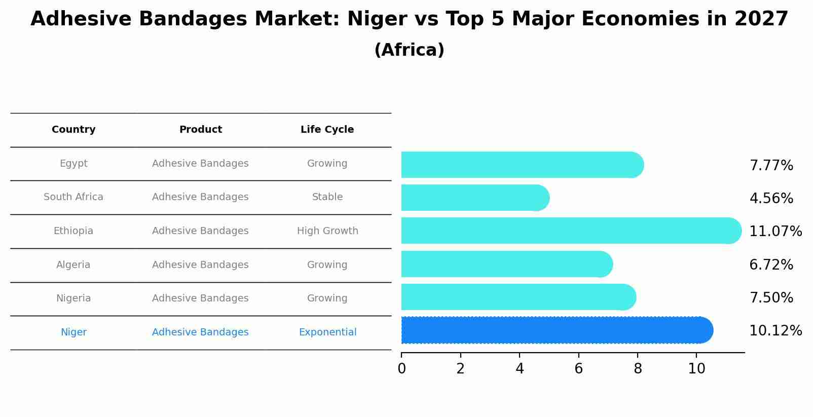 Adhesive Bandages Market: Niger vs Top 5 Major Economies in 2027 (Africa)