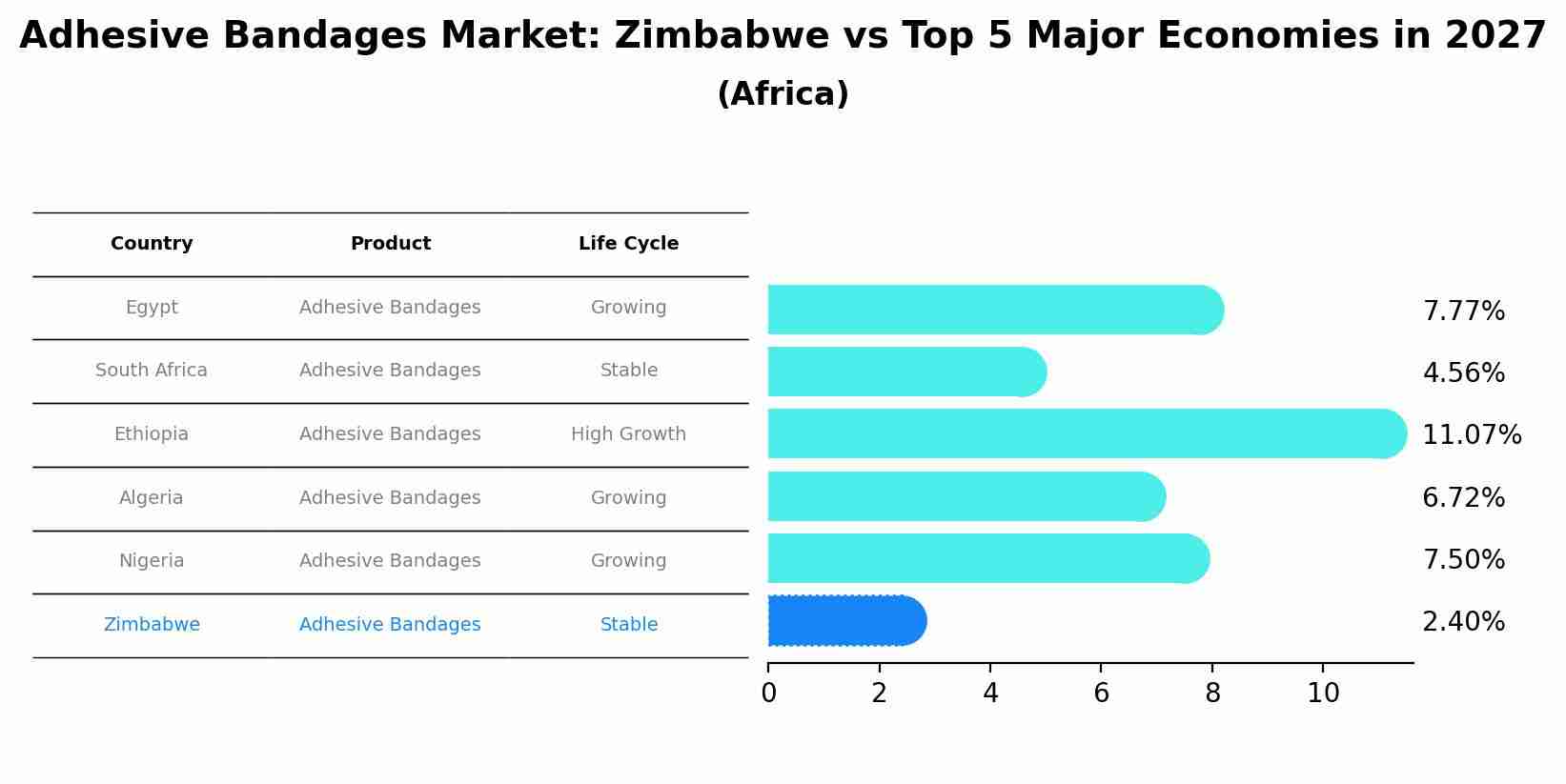 Adhesive Bandages Market: Zimbabwe vs Top 5 Major Economies in 2027 (Africa)