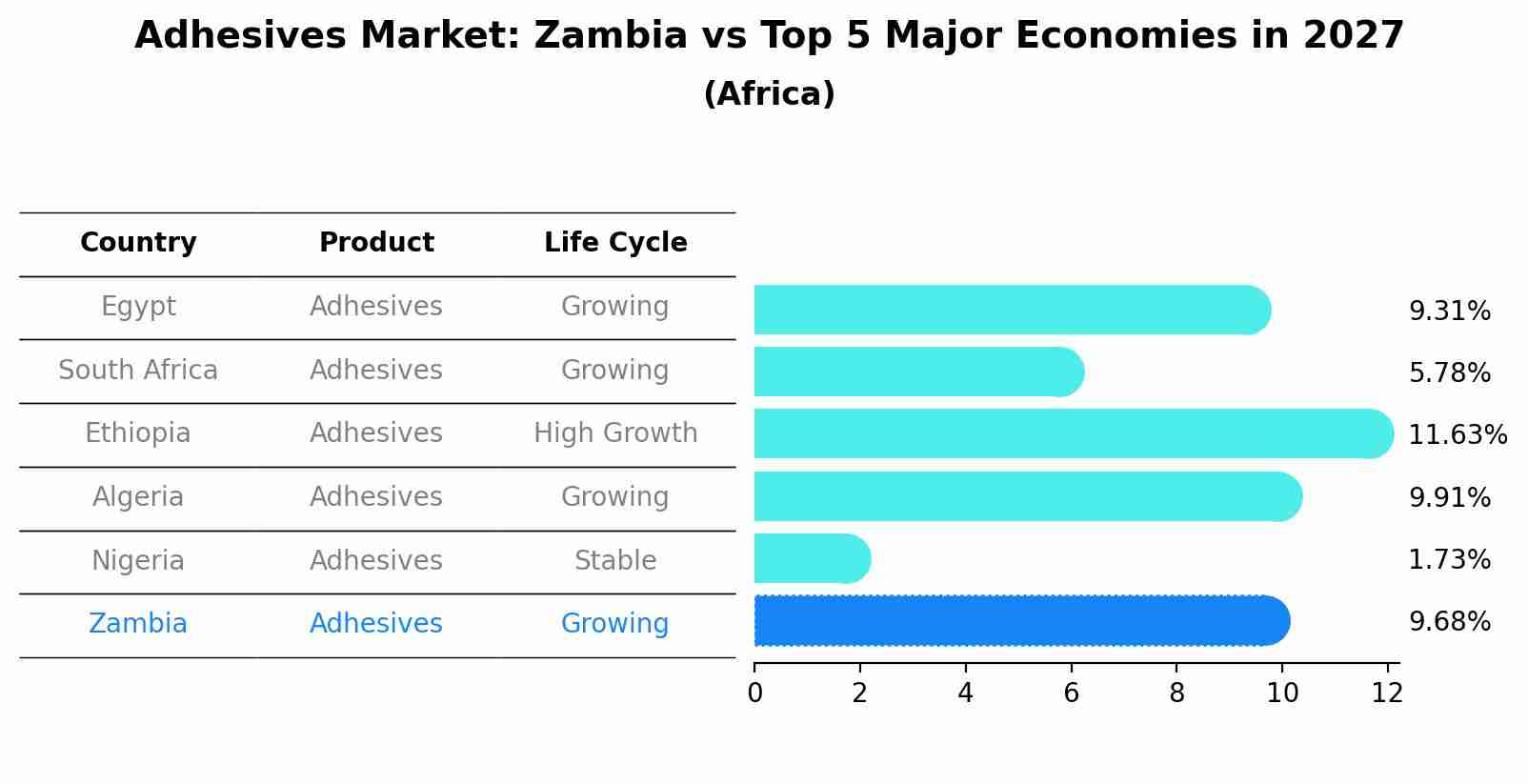 Adhesives Market: Zambia vs Top 5 Major Economies in 2027 (Africa)
