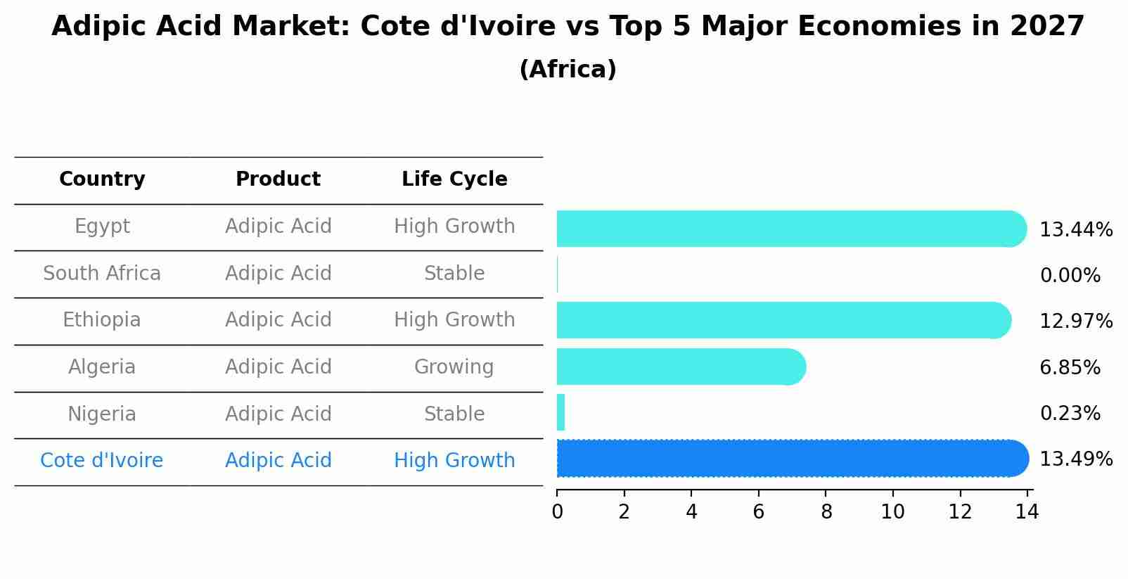 Adipic Acid Market: Cote d'Ivoire vs Top 5 Major Economies in 2027 (Africa)