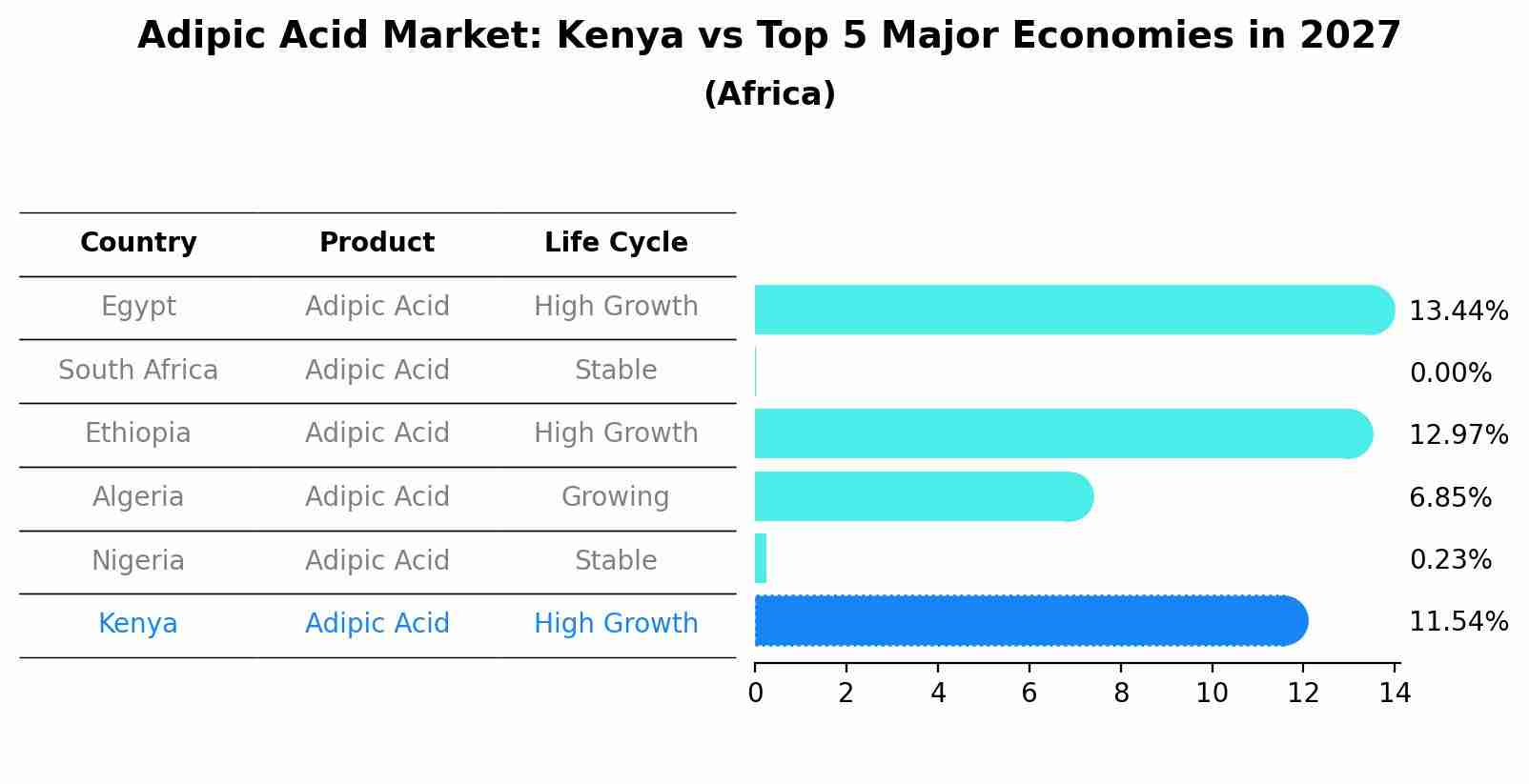 Adipic Acid Market: Kenya vs Top 5 Major Economies in 2027 (Africa)