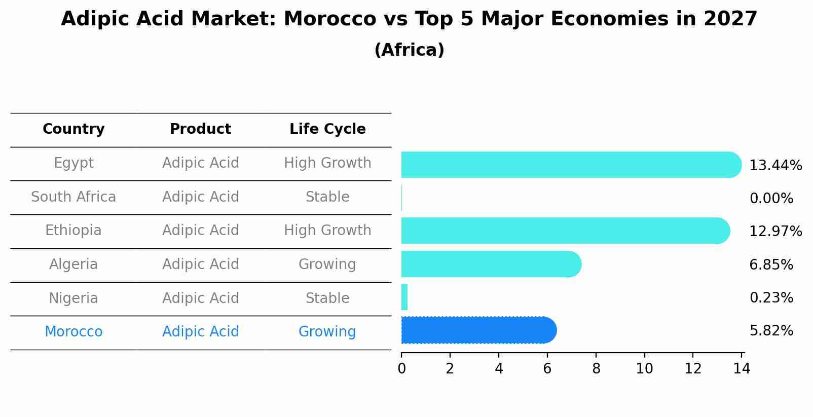 Adipic Acid Market: Morocco vs Top 5 Major Economies in 2027 (Africa)