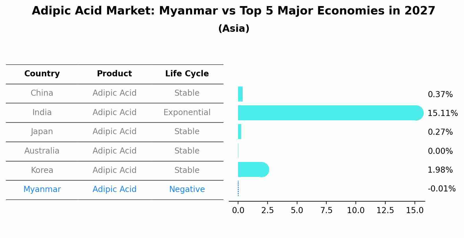 Adipic Acid Market: Myanmar vs Top 5 Major Economies in 2027 (Asia)