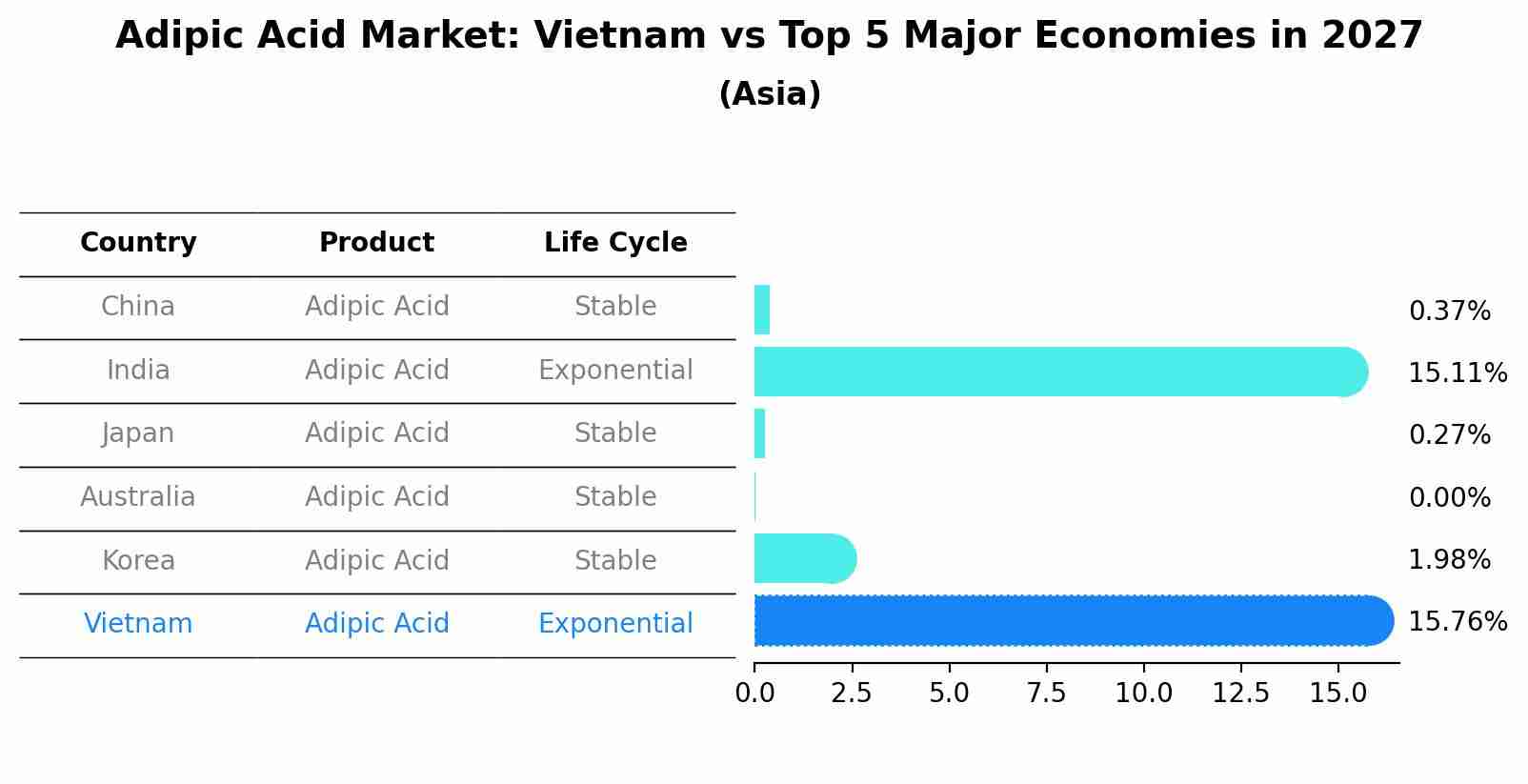 Adipic Acid Market: Vietnam vs Top 5 Major Economies in 2027 (Asia)