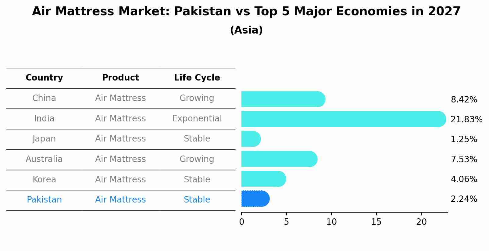 Air Mattress Market: Pakistan vs Top 5 Major Economies in 2027 (Asia)