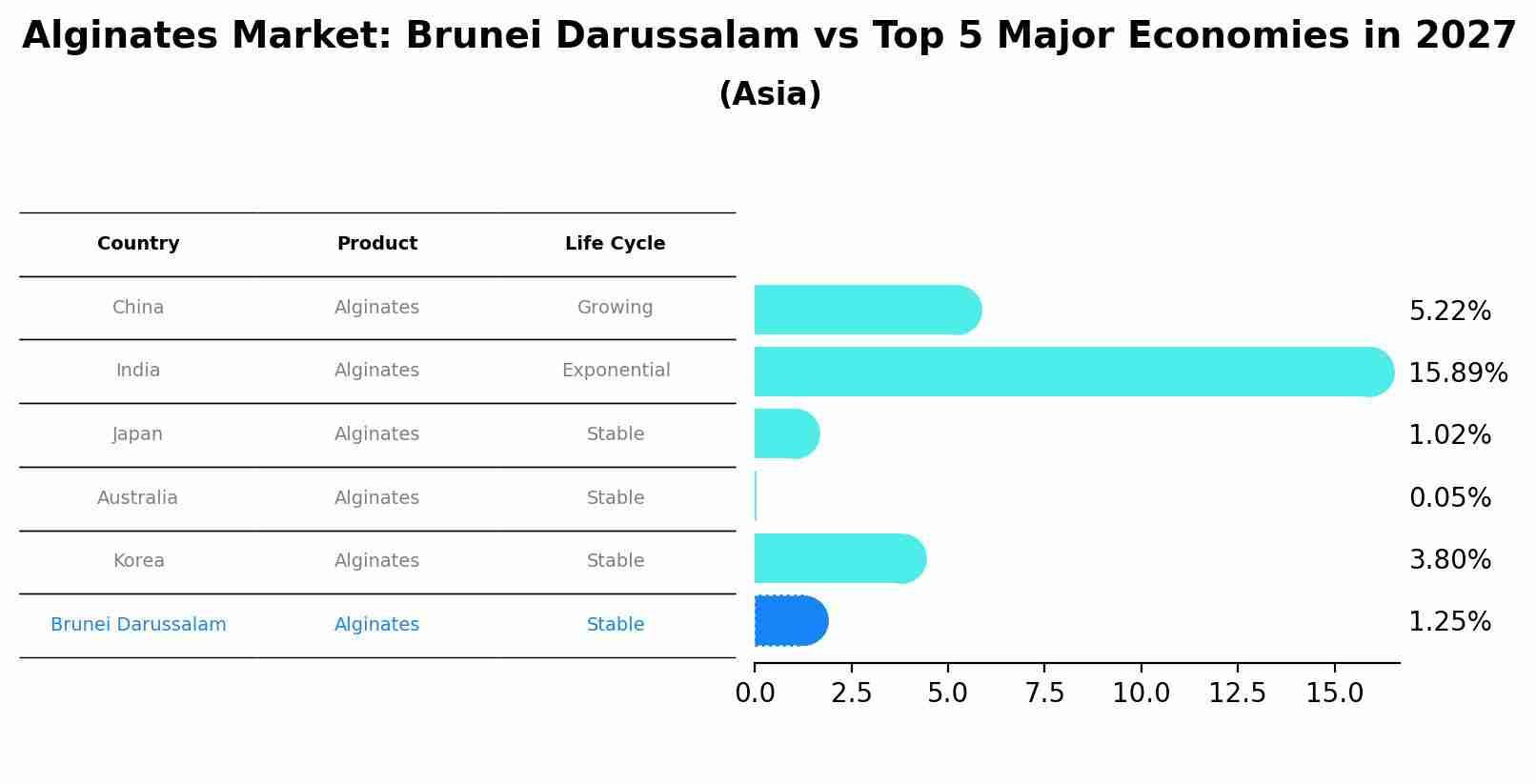 Alginates Market: Brunei Darussalam vs Top 5 Major Economies in 2027 (Asia)