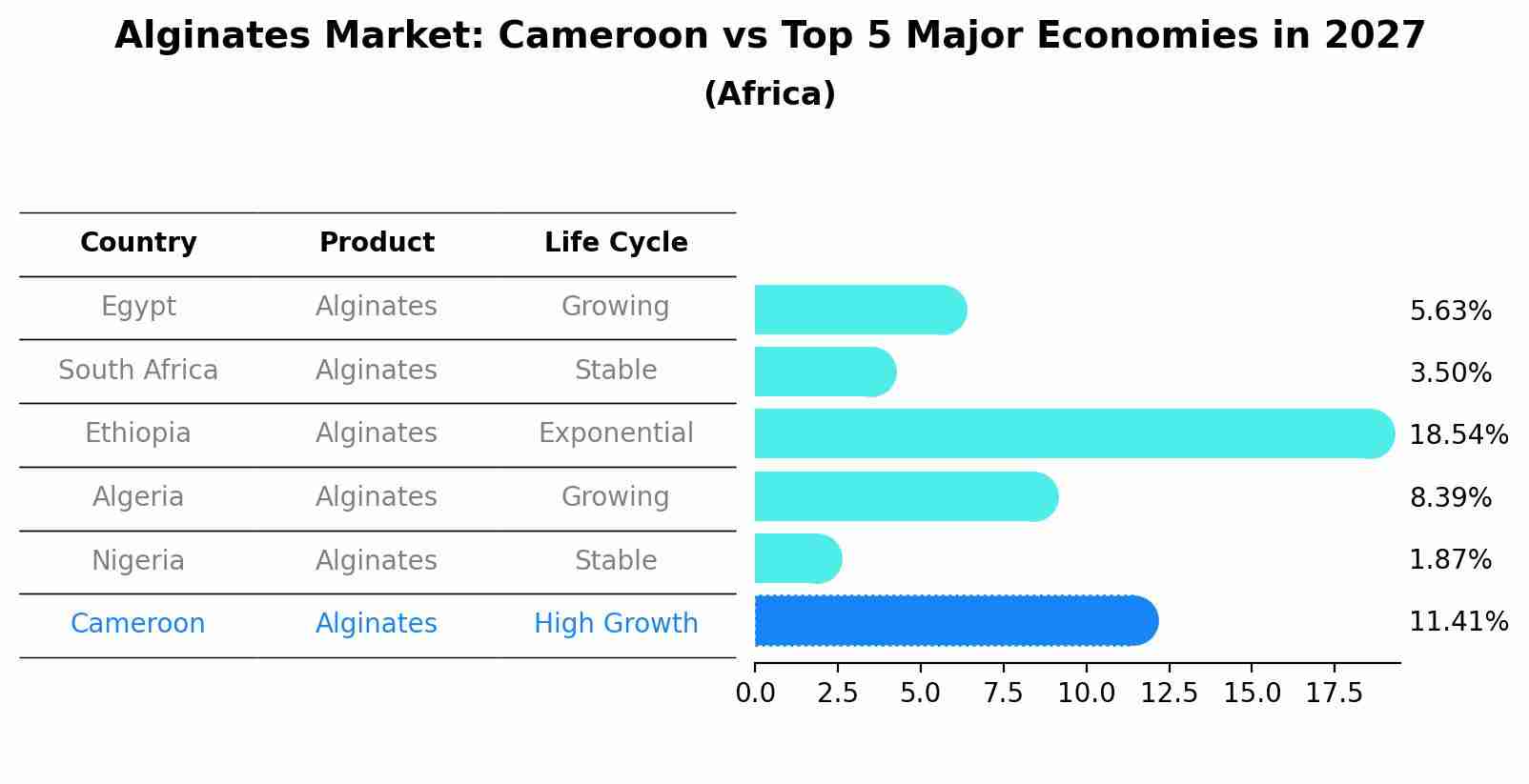 Alginates Market: Cameroon vs Top 5 Major Economies in 2027 (Africa)