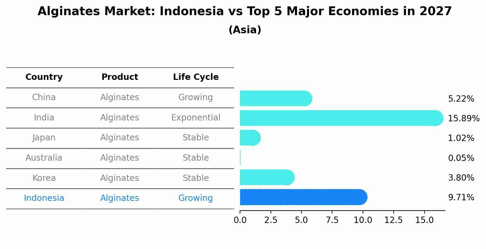 Alginates Market: Indonesia vs Top 5 Major Economies in 2027 (Asia)