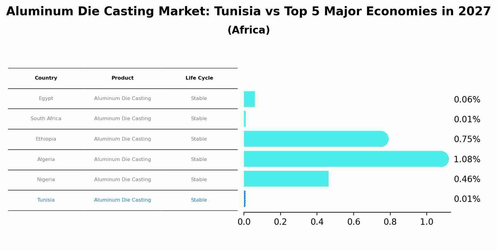 Aluminum Die Casting Market: Tunisia vs Top 5 Major Economies in 2027 (Africa)