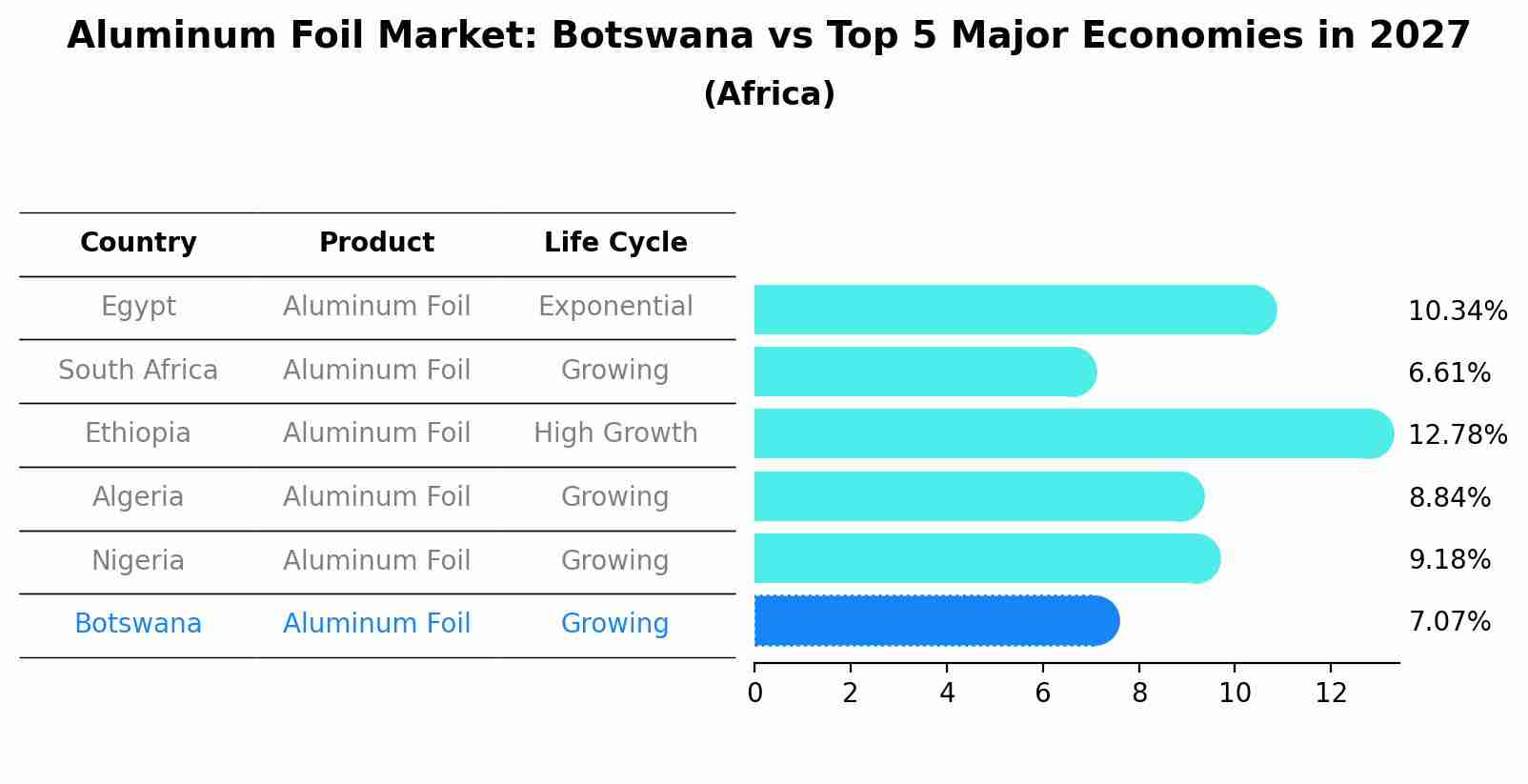 Aluminum Foil Market: Botswana vs Top 5 Major Economies in 2027 (Africa)