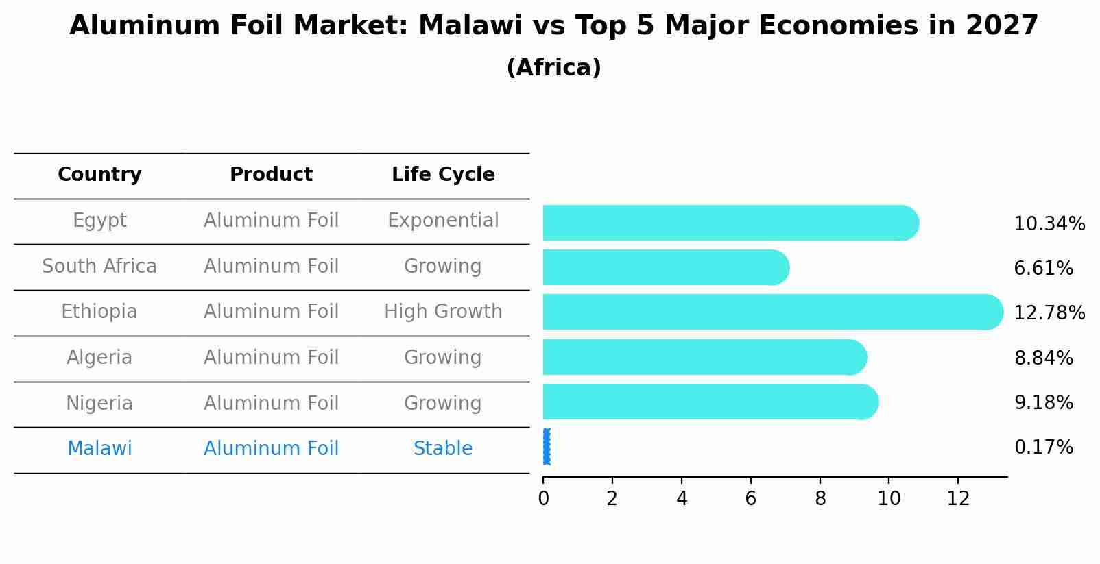 Aluminum Foil Market: Malawi vs Top 5 Major Economies in 2027 (Africa)