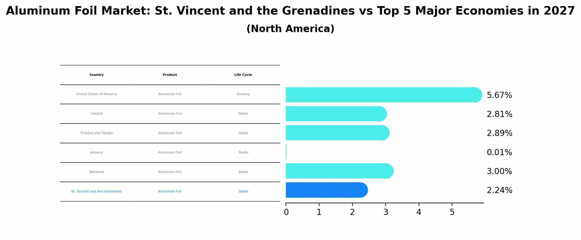 Aluminum Foil Market: St. Vincent and the Grenadines vs Top 5 Major Economies in 2027 (North America)