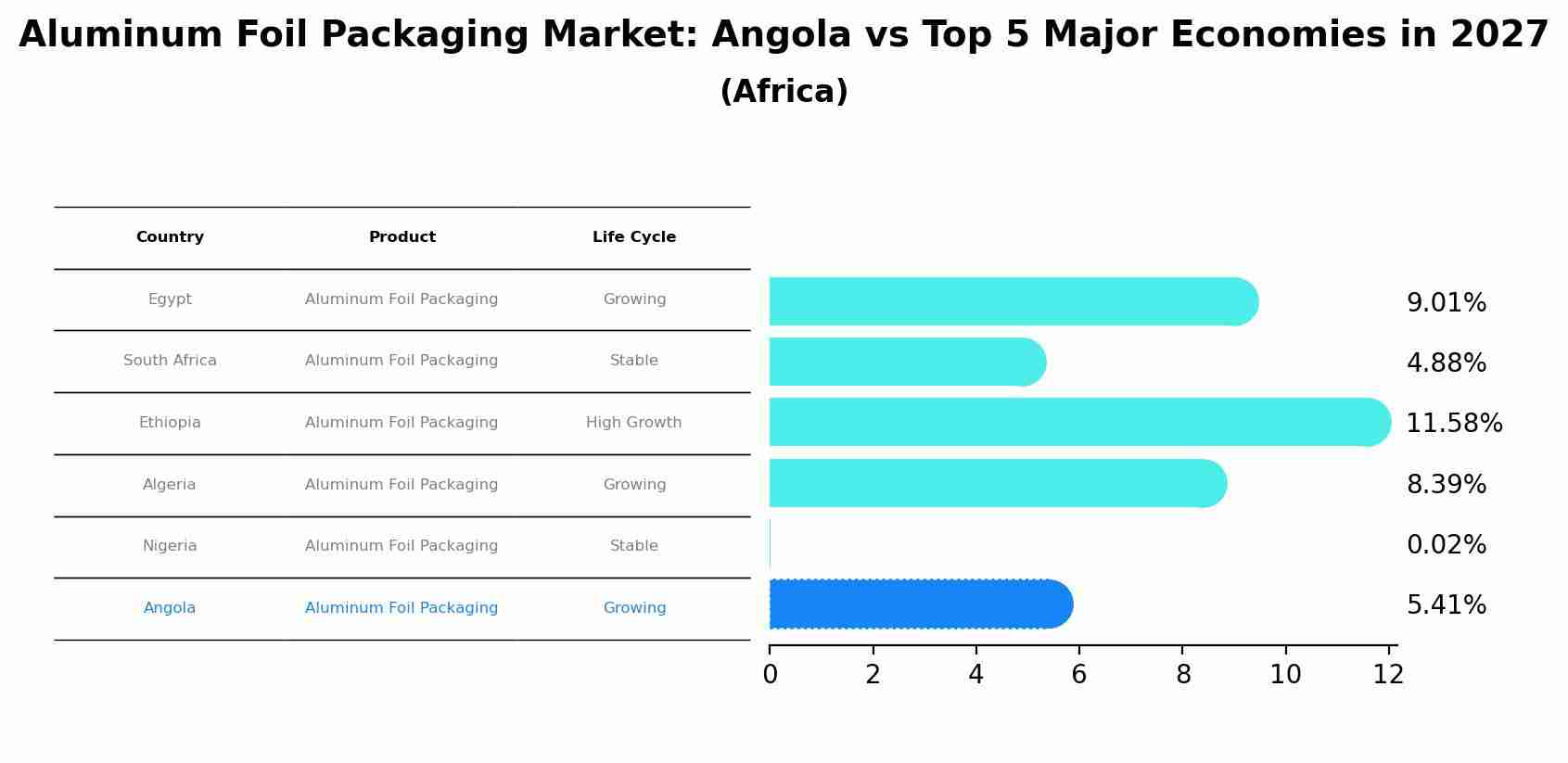 Aluminum Foil Packaging Market: Angola vs Top 5 Major Economies in 2027 (Africa)
