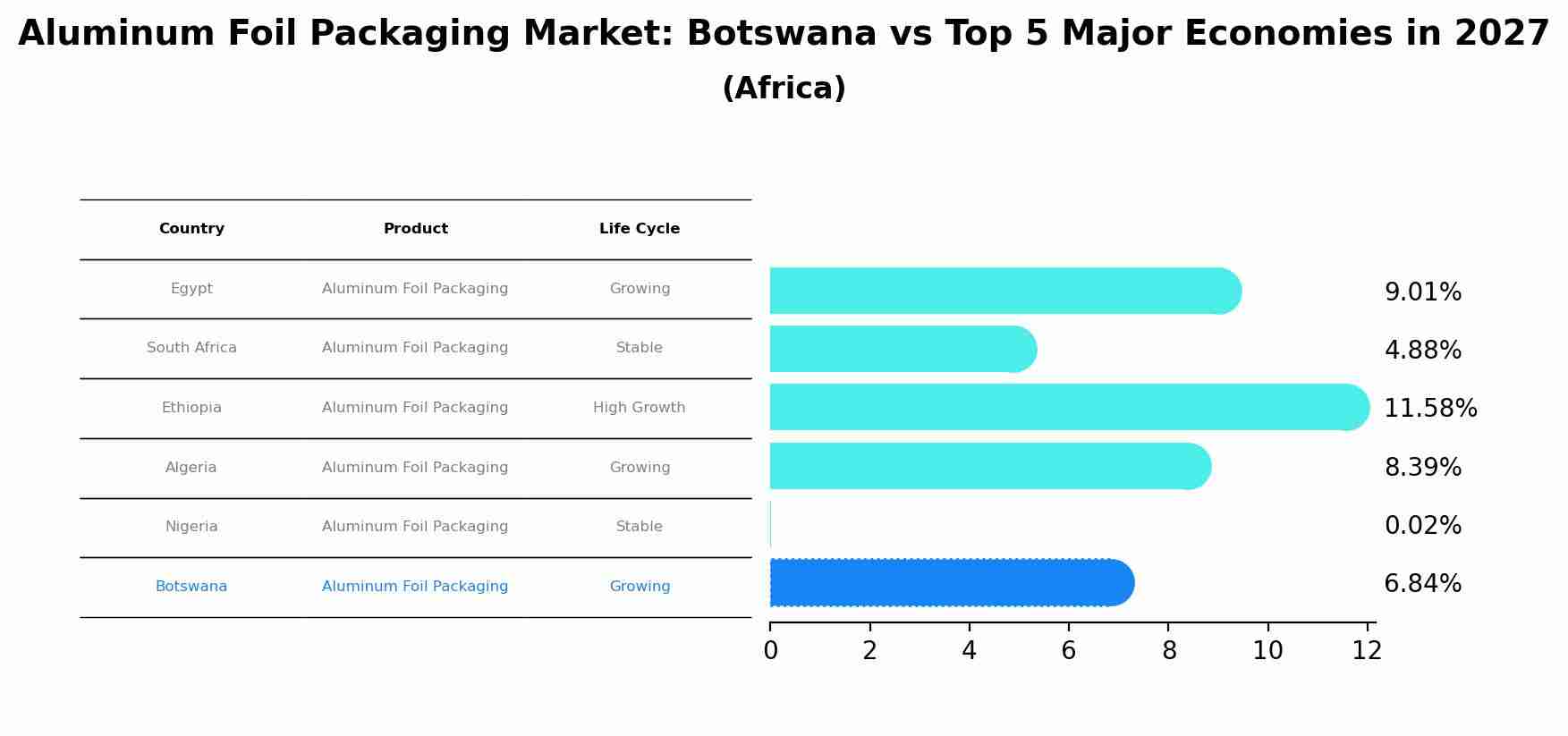 Aluminum Foil Packaging Market: Botswana vs Top 5 Major Economies in 2027 (Africa)